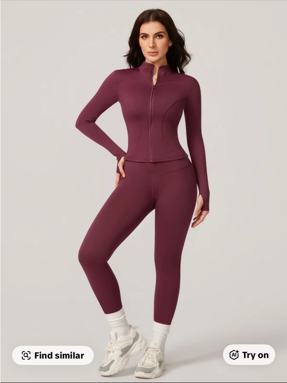 High-Rise burgundy, Seamless Active Leggings with jacket